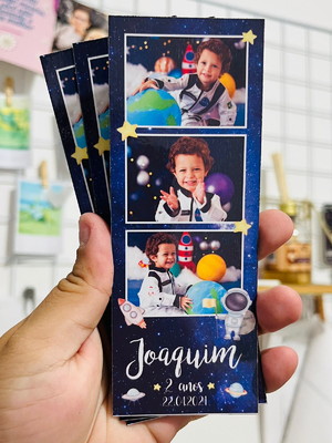 Ímã de geladeira tirinha polaroid foto lembrança astronauta