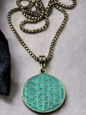 Colar mandala ouro velho verde bijuterias acessorios
