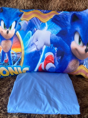 Lençol solteiro com fronha tema sonic