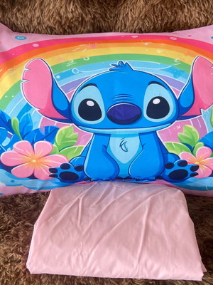Lençol solteiro com fronha estampada tema stitch