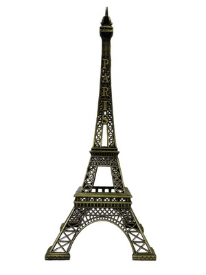 Mini torre eiffel de metal ouro velho.