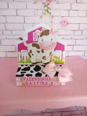 Porta bis duplo fazendinha rosa com aplique