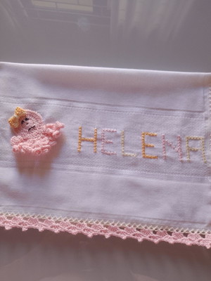 Fralda para bebê bico de crochê para menina helena