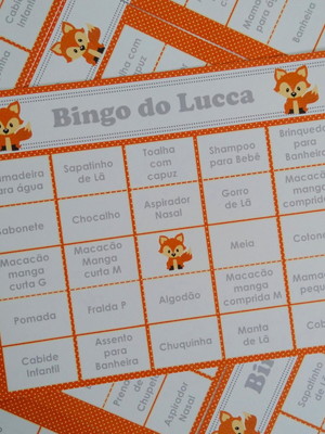 Baby bingo para chá de bebê