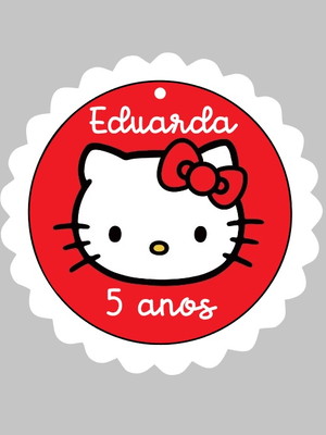 Tag hello kitty vermelha 3,5 cm com furo