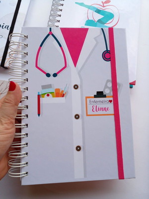 Caderno profissões enfermagem pink tam a5