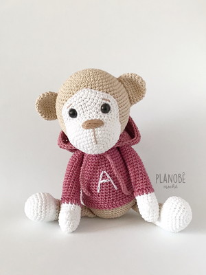 Macaco bob com moletom amigurumi