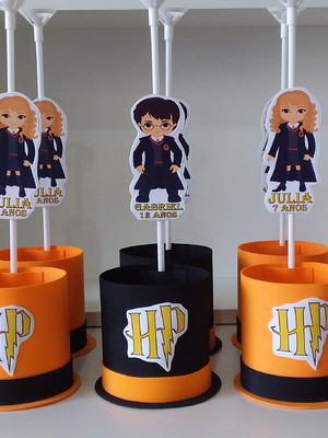 Kit com 15 centro / enfeite de mesa harry potter