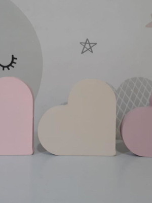 Trio de mini corações mdf