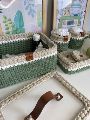 Kit higiene crochê safari para quarto de bebê