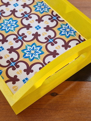 Bandeja mdf retangular pequena mosaico