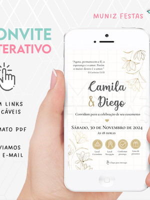 Convite digital interativo casamento dourado