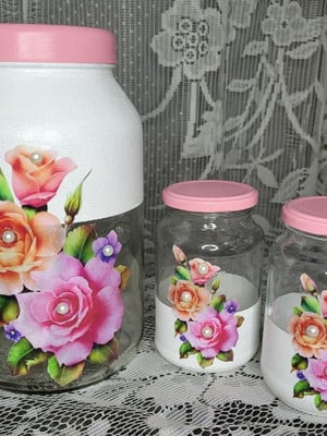 Kit pote para mantimentos floral