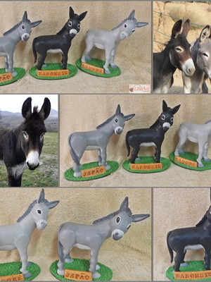 Escultura 20cm: trio de jegues personalizados