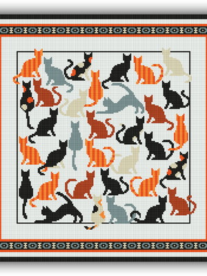 Gatos - gráfico ponto cruz