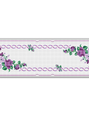 Caminho flores lilás - gráfico ponto cruz
