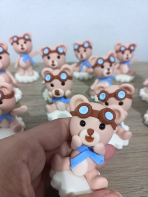 10 aplique ursinho baloeiro em biscuit