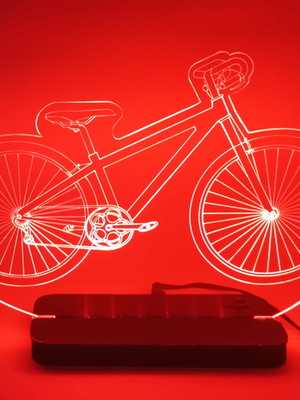 Luminária abajur de mesa acrílico mountain bike