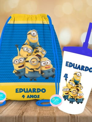 Mochilinha e copo twister minions