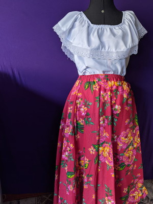 Saia gode total+ top cropped de chita infantil