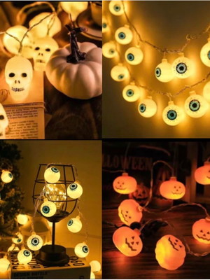 Fio de luz caveiras luminária 10 lampadas para halloween