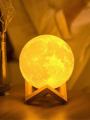 Luminária de lua cheia 3d 10cm led abajur decoração