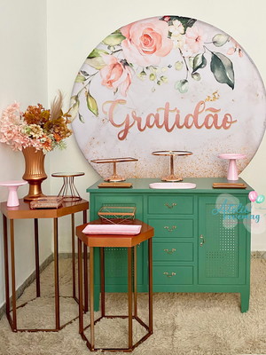 Locação/aluguel decoração gratidão rose gold 3 rj