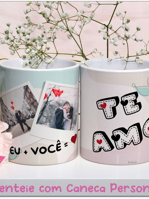 Caneca de cerâmica personalize com foto eu + você