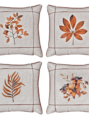 Kit 4 capas almofada de linho folha drapeada terracota 45x45