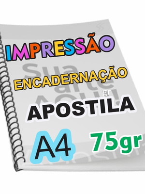 500 páginas 75gr f e v a4 impressão encadernação apostila