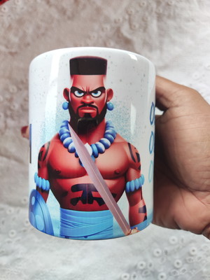 Caneca branca cerâmica orixás pixar 320ml