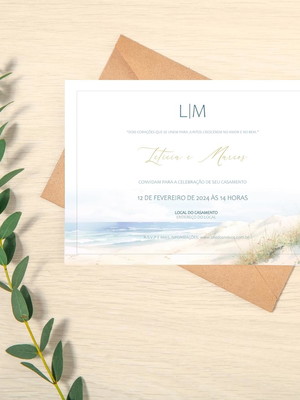 Convite de casamento - praia 21x29cm
