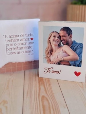 2 fotos polaroide de mesa em mdf - dia dos namorados