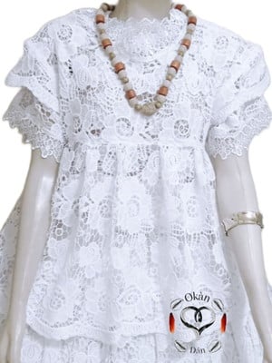 Bata de luxo - renda guippir branca candomblé/umbanda