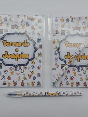 Bloquinho com caneta pokémon