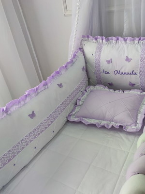 Kit berço americano meninas lilás personalizado borboletas