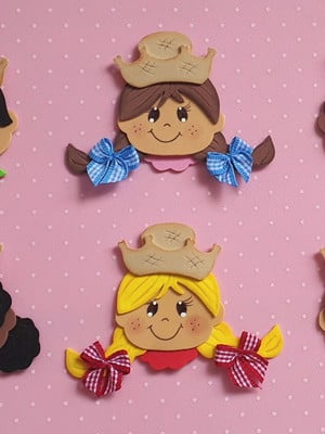 Aplique de rostinhos meninos e meninas em eva - festa junina