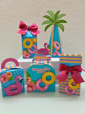 Kit festa 40 caixas pool party lembrancinha personalizada