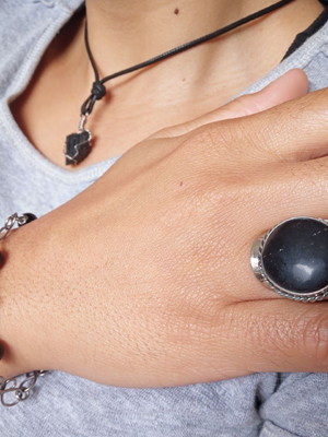 Conjunto de ônix, acessórios com pedra ônix e turmalina