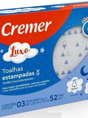 Toalha fralda cremer kit com 7 caixas est. 70x120cm menino