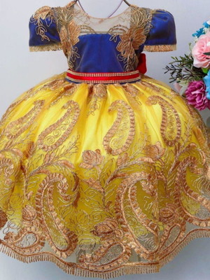 Vestido branca de neve luxo / tam: 1 - 2 - 3