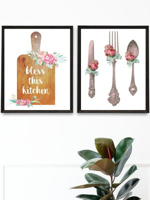 Kit 2 quadros decorativos cozinha abençoada