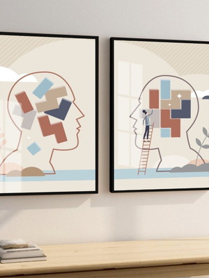 2 quadros psicologia cérebro consultório mente molduras
