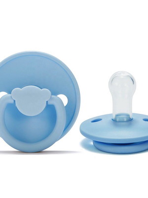 Chupeta de urso borracha natural silicone azul claro