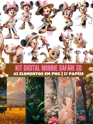 Kit digital minnie safári 3d