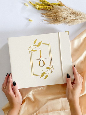 Livro de assinaturas casamento marfim e dourado