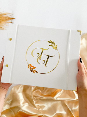 Guestbook casamento branco e dourado