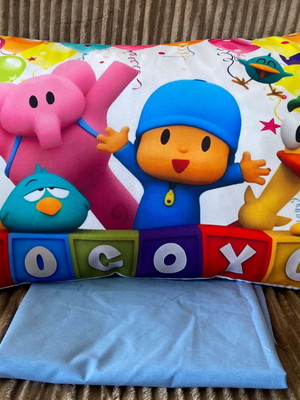 Lençol solteiro com elástico + fronha estampada pocoyo