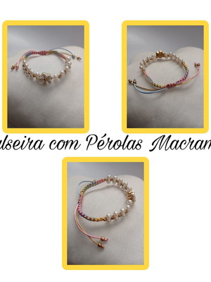 Pulseira macrame com pérola