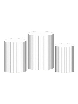 Trio capa cilindro ripado branco 3d em tecido com elástico